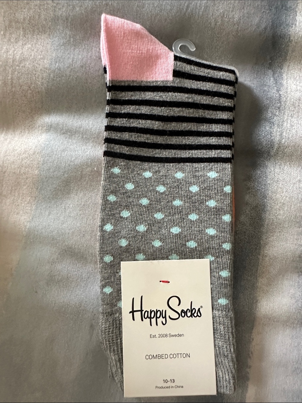 Happy Socks Men’s Combed Cotton Crew Dress Socks 10-13 New With Tags Gray Orange